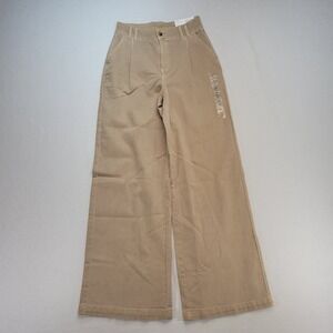 American Eagle Pants Womens 00 Brown Khaki Super High Rise Wide Leg Stretch